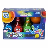 Set bowling Grafix cu LED-uri, albastru, rosu, verde, Light Up Bowling, R05-0707-BLUE